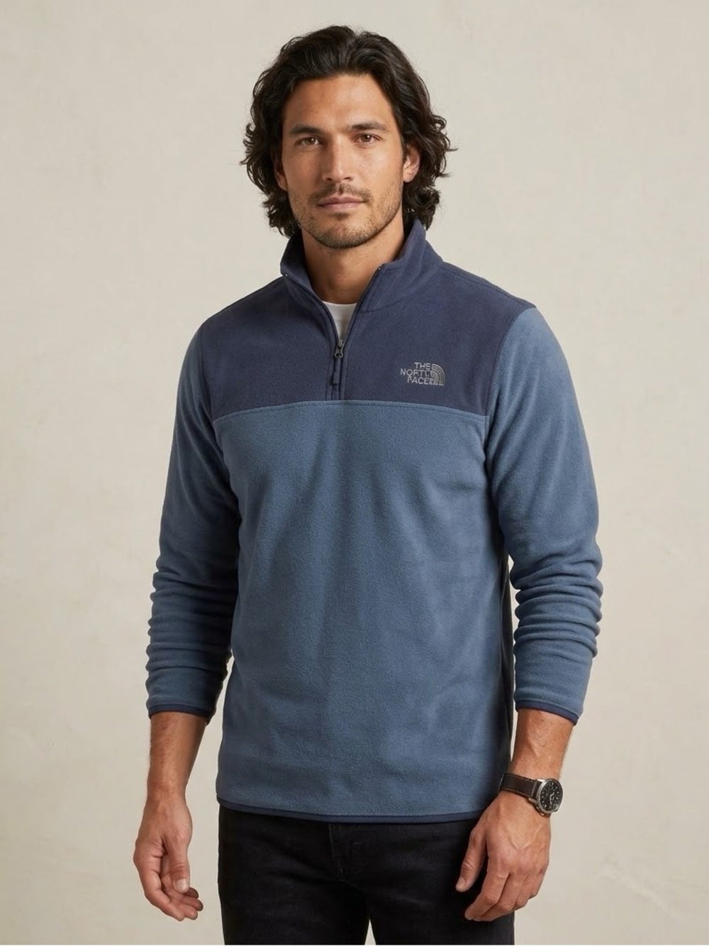 The North Face Men’s Two-Tone Navy Zip-Up Fleece Pullover